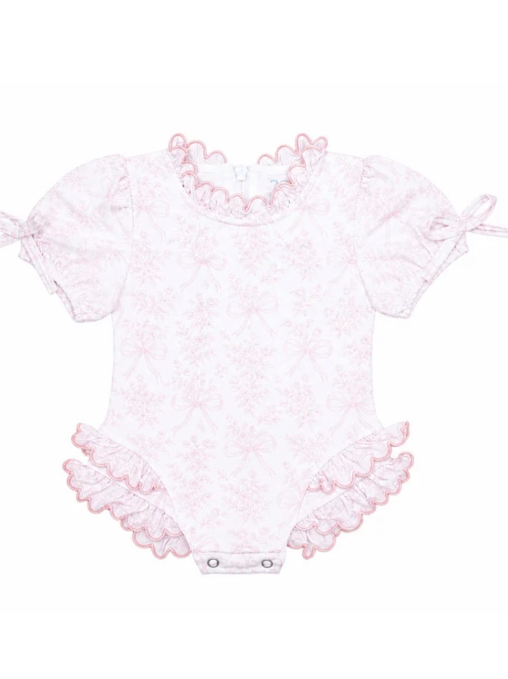 Kids Pink Ruffle Swim Rashguard One-Piece